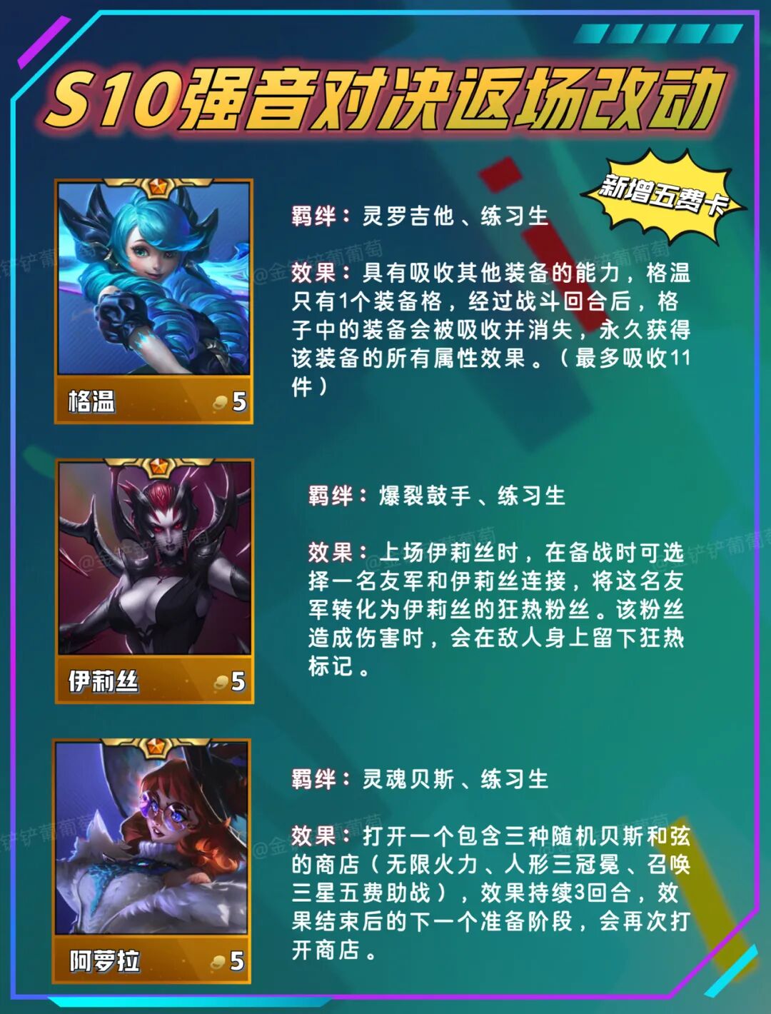 金铲铲强音对决即将返场,金铲铲S10返场，新增改动合集！