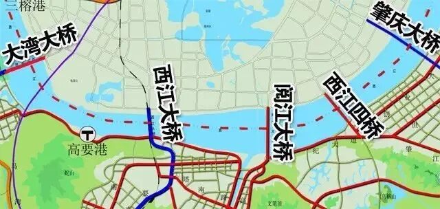 透露肇庆将有5座大桥,即除了西江大桥(一桥),肇庆大桥(二桥),阅江大桥