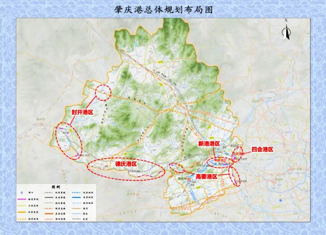 根据《肇庆港总体规划》,肇庆港规划利用港口岸线34段长度37.6公里.