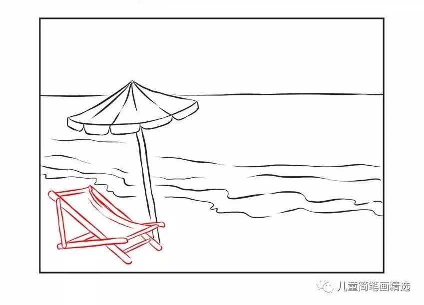 儿童简笔画-教你绘画简单的海滩风景画