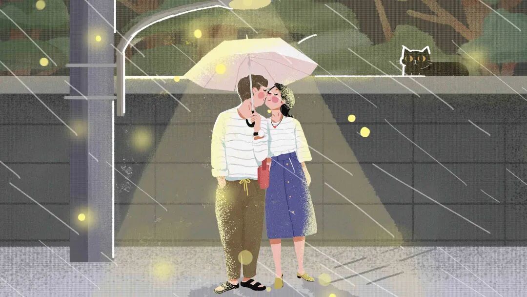 千库网_晚安你好晴空情侣路灯夜色情侣爱情接吻插画_插画编号31076.jpg