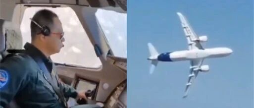 C919剧烈机动画面公开，90度侧飞十分惊险，驾驶舱全面展示