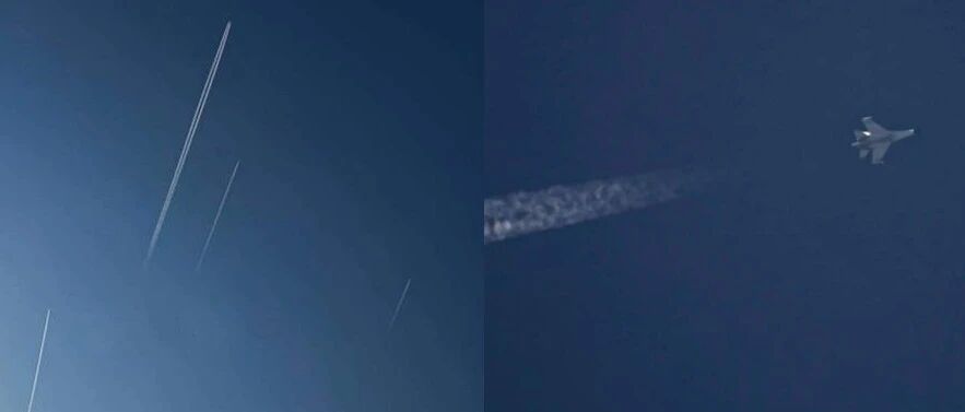 中巴空军联训结束，巴网友拍下歼-11和运-20返航画面，尾迹清晰可见