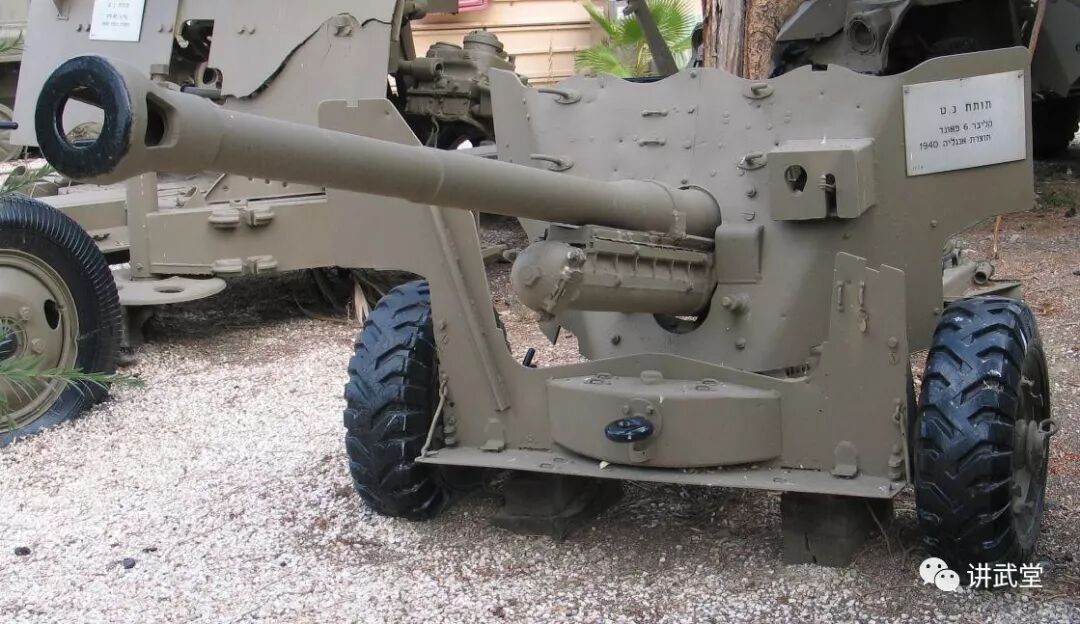 陈列于以色列国防军历史博物馆的英制6磅57毫米反坦克炮.