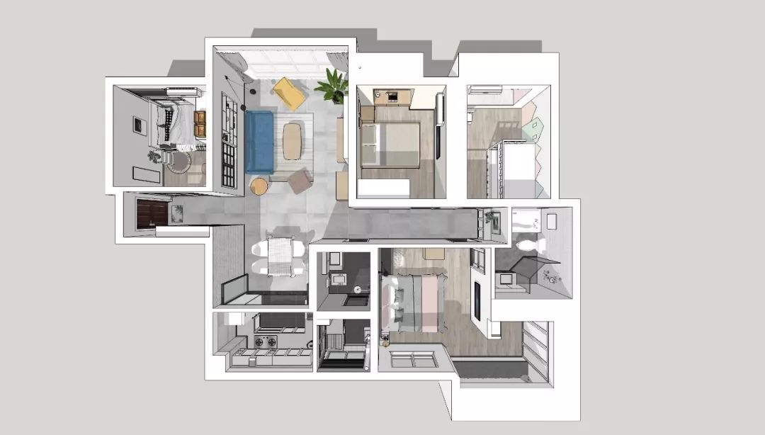 125㎡四室一廳，用窗洞連接不同空間，為雙胞胎女兒造一個明亮舒適的家～ 家居 第6張