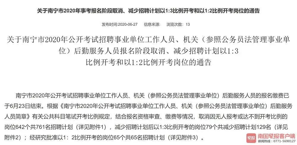 因無人報考、未達開考比例，南寧市事業單位取消或減少招聘890人 職場 第1張