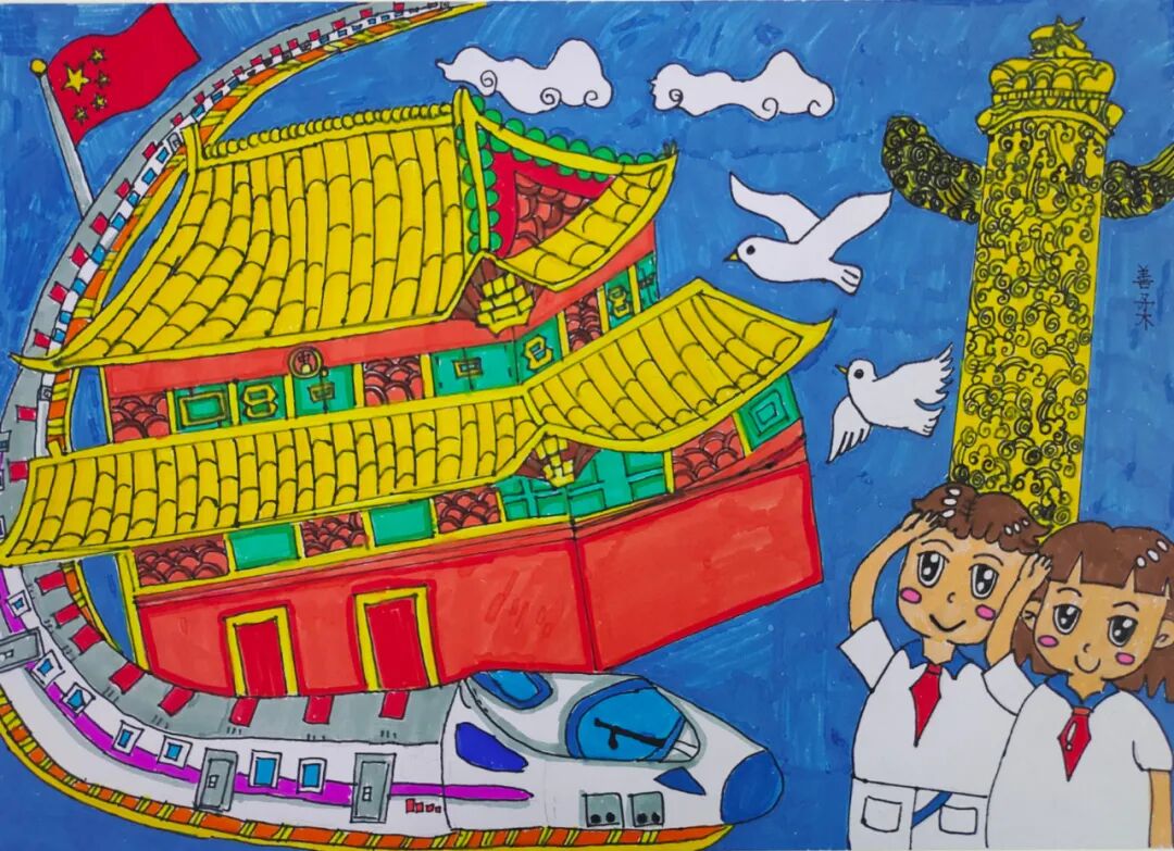 曼《赤诚爱国心,抗战为国家》▲詹静燕《中山公园》▲黄庆栩《陈年老