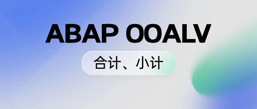 ABAPOOALV 合计小计 - 封面图