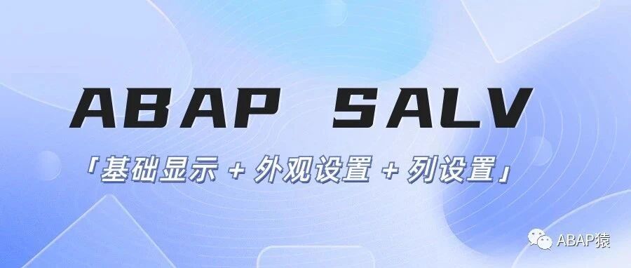 ABAPSALV 基本显示外观设置列设置 - 封面图