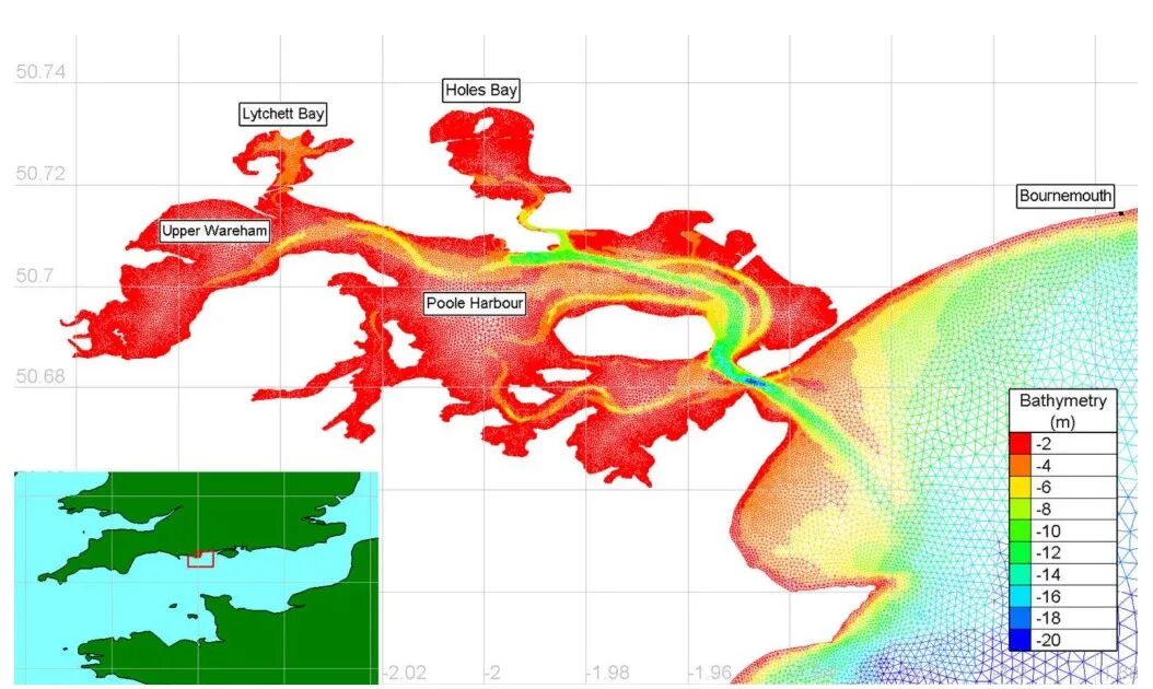 【环境仿真专题第七讲】使用TELEMAC-MASCARET研究英国普尔港不同排污情况对水体营养物分布的影响的图3