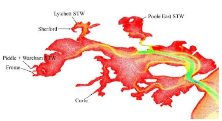 【环境仿真专题第七讲】使用TELEMAC-MASCARET研究英国普尔港不同排污情况对水体营养物分布的影响的图4