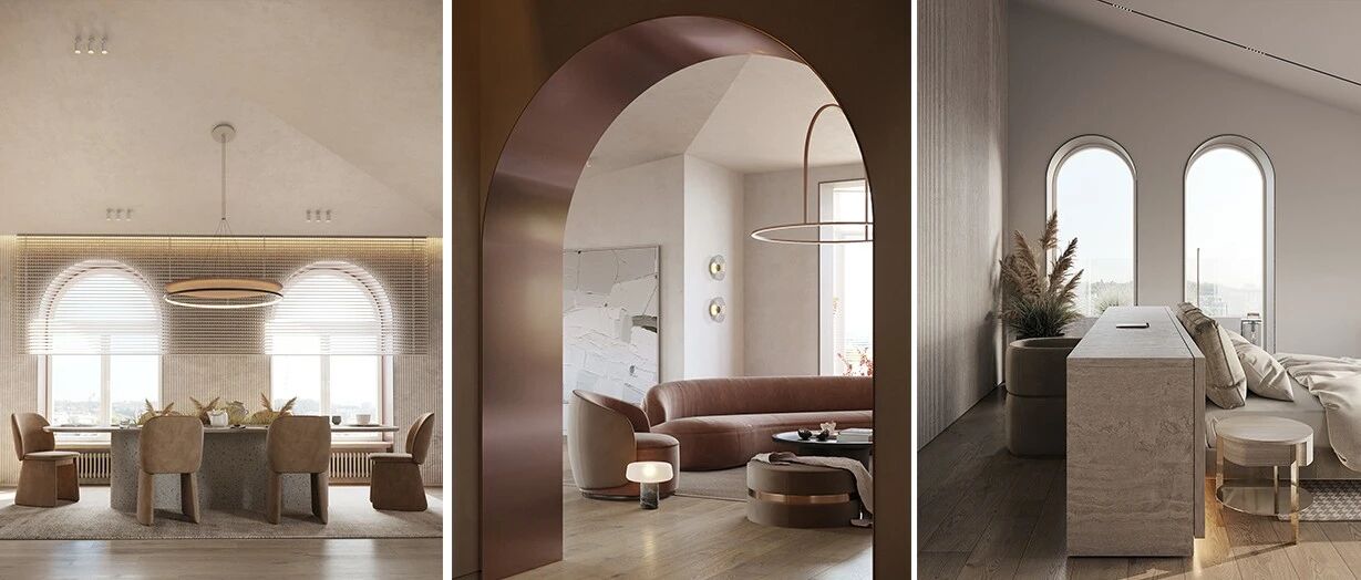 斜顶一居室，将拱形融入设计也太高级了！