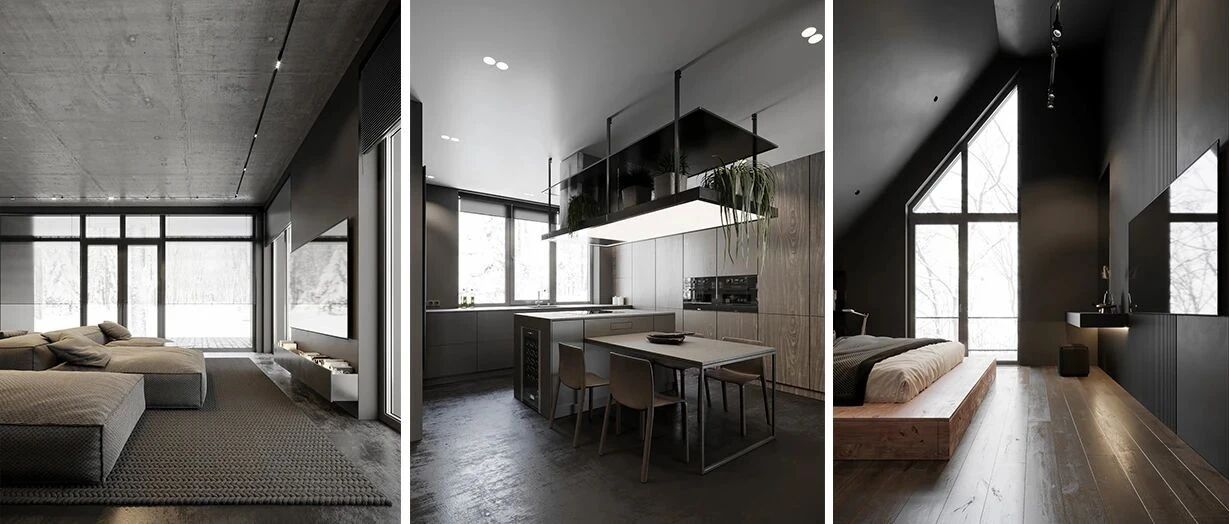 高级灰复式公寓，混凝土这么用简单又大气