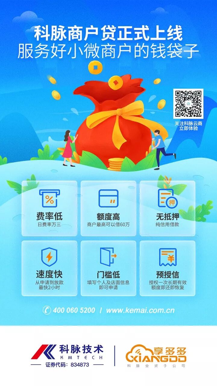 科脉·商户贷正式上线 小微企业不再为钱所困