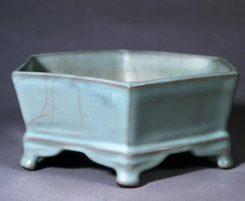 □観心 時代旧蔵□C124南宋 官窯粉青釉水仙盤 抹香臭い 時代物 古陶磁  