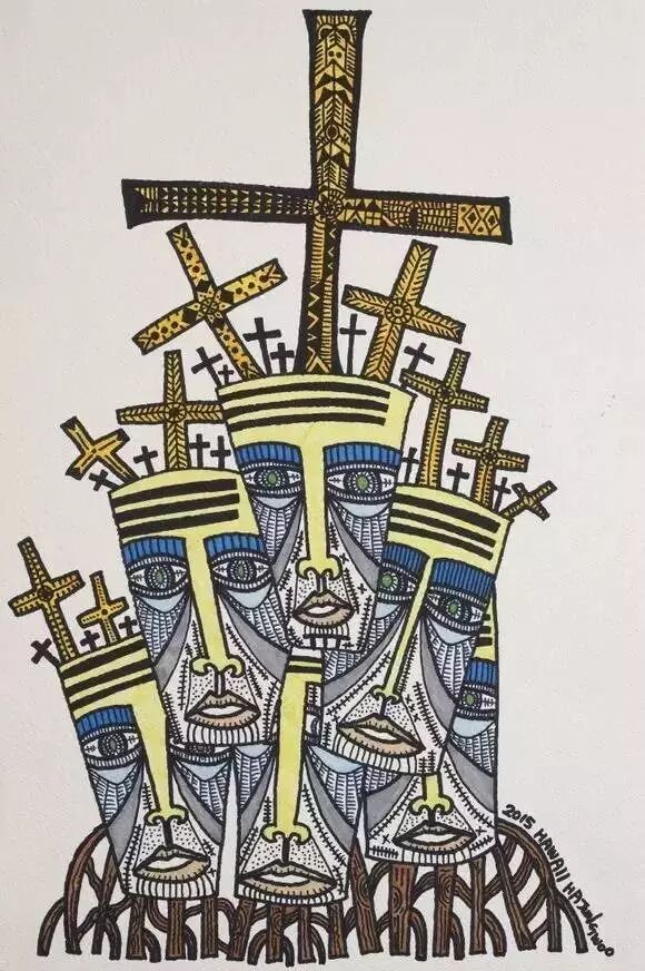 河正宇虽然是大叔, 他的小丑系列, 除了人像, 形状各异的十字架, 有时