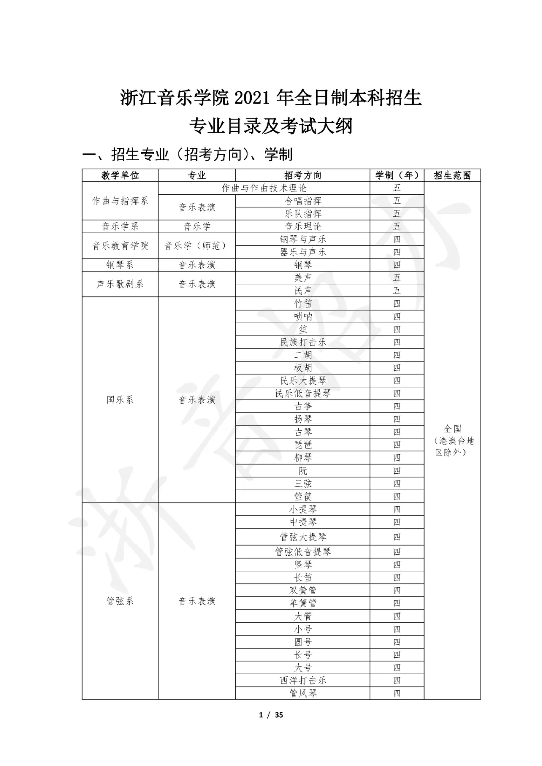 浙江音乐学院2021年本科招生简章 浙江音乐学院2021年本科招生简章