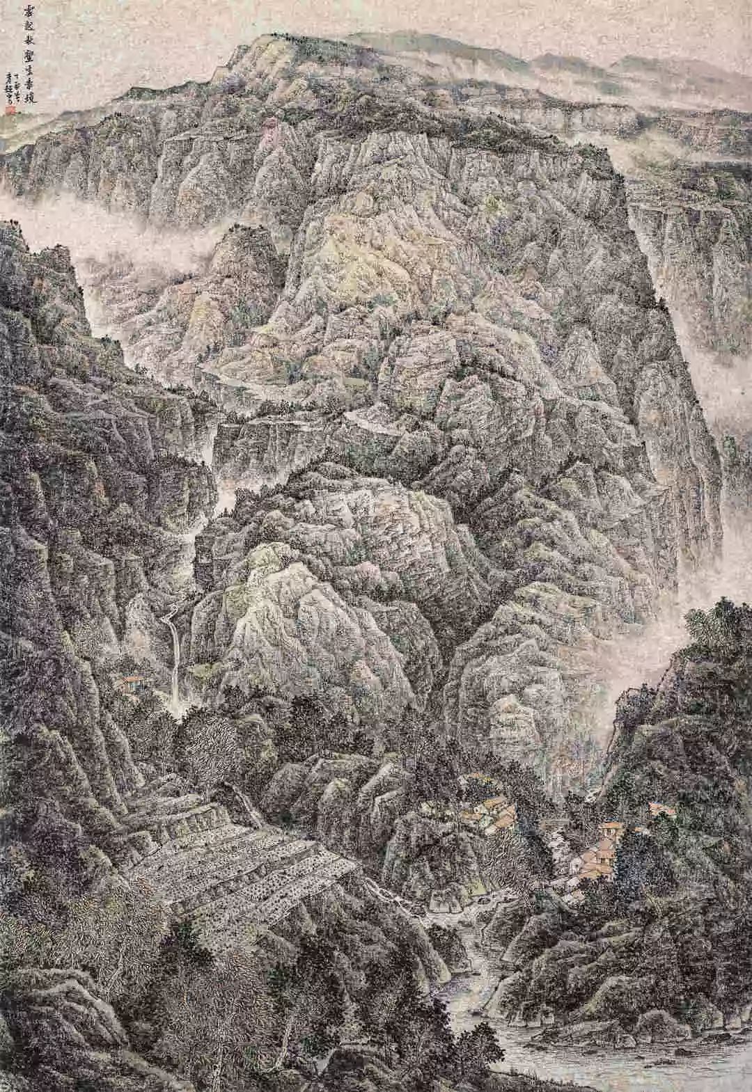 中国画 230cm×170cm 2018年江西陈火箭海岸线 61 光 中国画