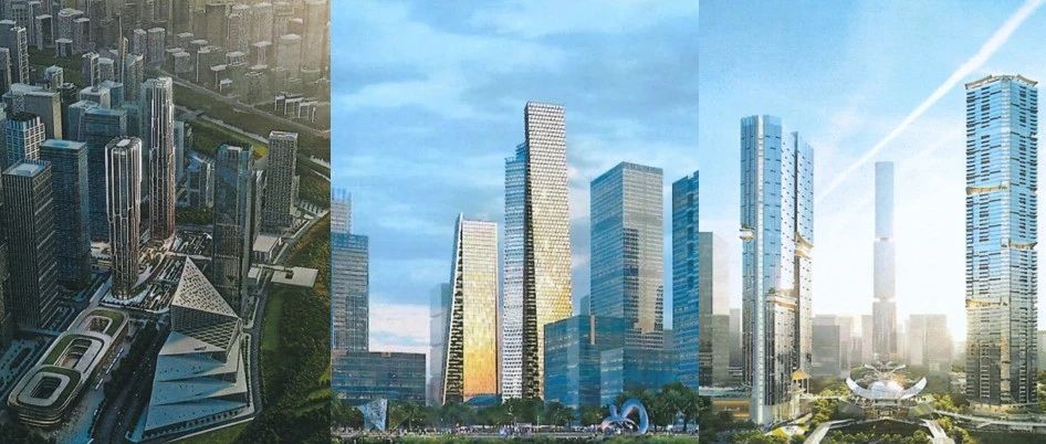 BIG's prisma towers subtly shimmer in the skyline of shenzhen