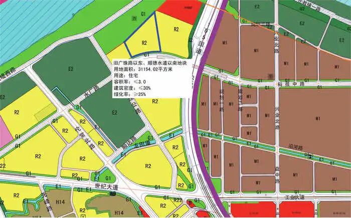 控规图日前,顺德水道伦教段百里芳华沿江地块挂牌.