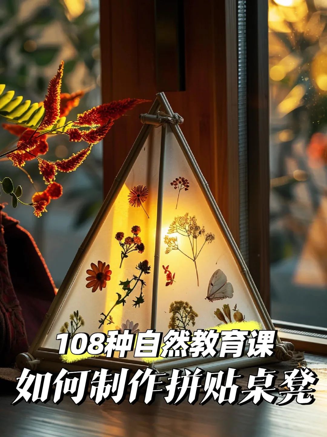 亲子手工：干花拼贴桌灯制作手工教程！