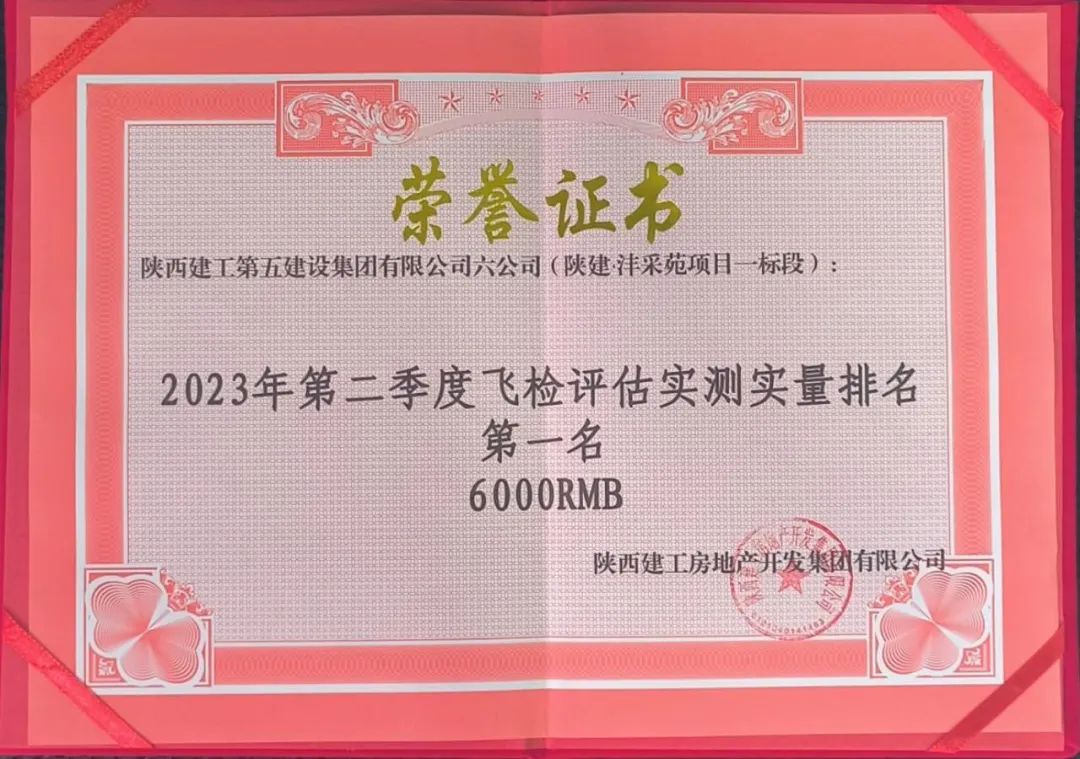 金盛承建的沣采苑一标段项目在陕建地产集团组织的第三方“飞检”中喜获“双第一”佳绩(图2)