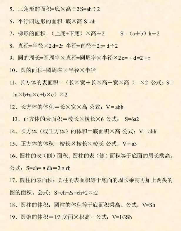 完整版 小学数学及公式大全 中小学通用 小学三年级数学 微信公众号文章阅读 Wemp