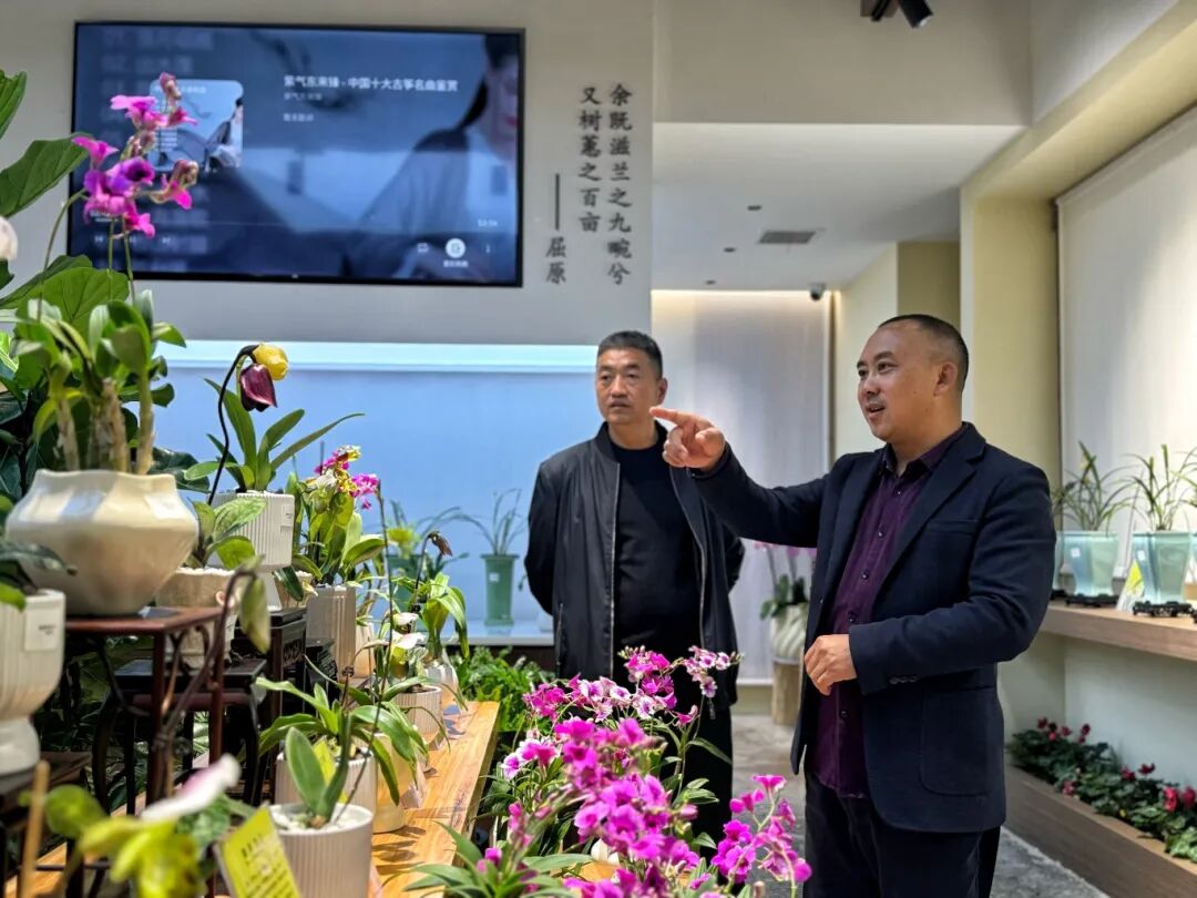 周刚向顾客介绍馆内兰花 (1).JPG