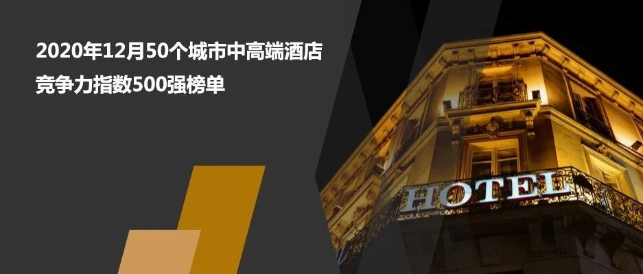 2020年12月50个城市中高端酒店竞争力指数500强榜单