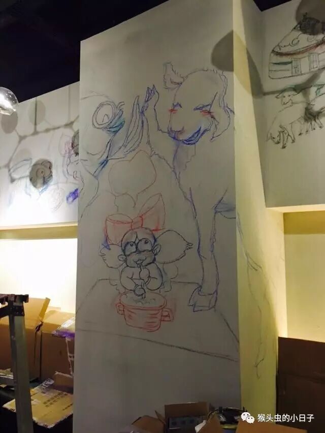 圆妞妞火锅店---火锅店墙绘创作过程（上）