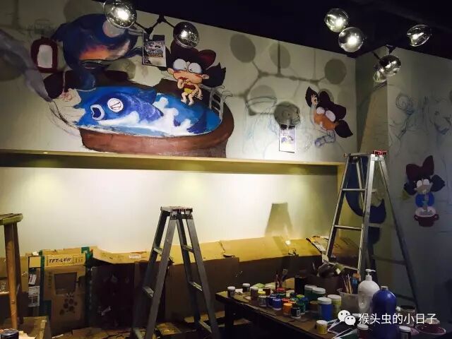 圆妞妞火锅店---火锅店墙绘创作过程（上）