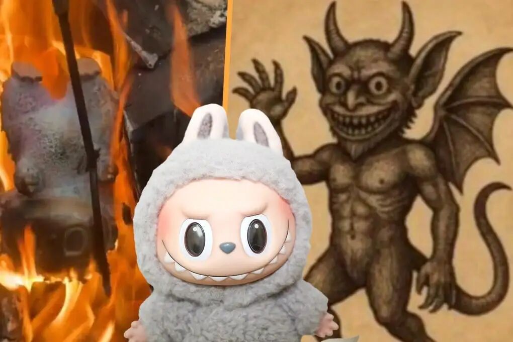 Fans have begun burning Labubu toys, fearing they bear a resemblance to the demon Pazuzu, igniting a spirited online debate. Photo: SCMP composite/Shutterstock/Facebook/TikTok