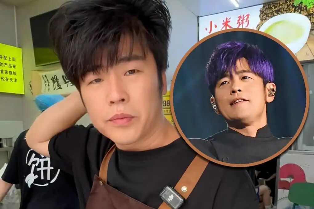 Jay Chou lookalike Bai Xianying has closed one of his pancake shops after his income failed to cover the 20,000 yuan rent due to waning popularity. Photo: SCMP composite/Douyin/Weibo