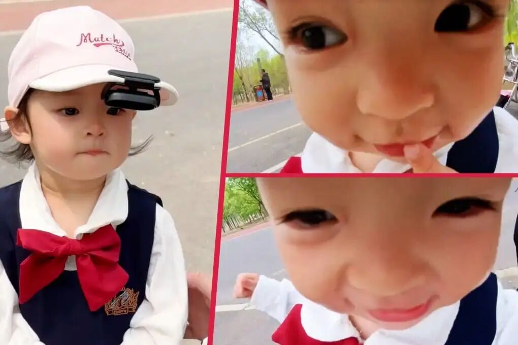 A video of a two-year-old Chinese girl with a camera on her hat has gone viral, attracting an impressive 360 million views. Photo: SCMP composite/Douyin