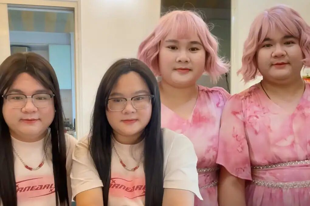 A couple in southern China have astonished countless netizens after viral videos showcased their remarkable likeness, sparking speculation that they may be long-lost twins. Photo: SCMP composite/Douyin