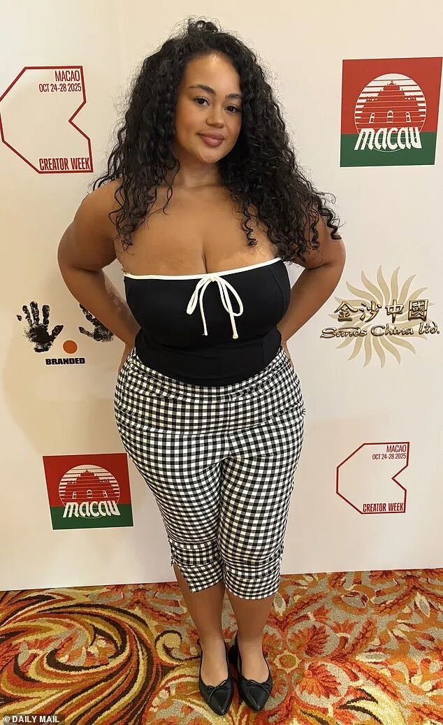 Phaith gave up her job as a substitute teacher after her online followers grew to two million (the content creator is pictured in China for Creator Week)