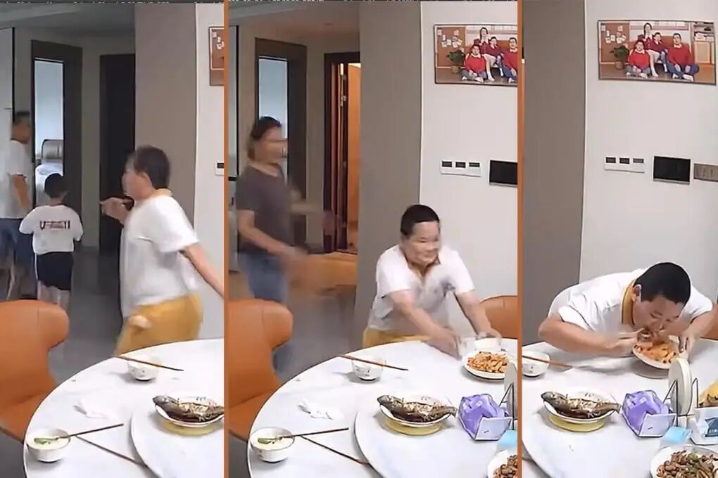 A video of a boy in southern China running back to a dining table to grab food during an earthquake has gone viral, amusing many people online. Photo: SCMP composite/Weibo