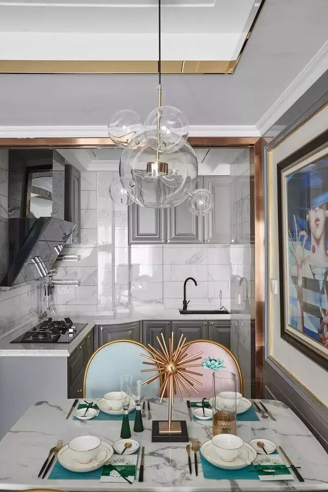 98㎡三室，小细节展现奢华感，配色美极了！