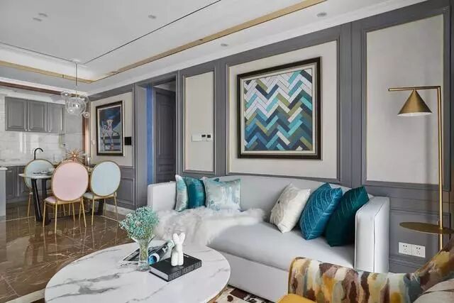 98㎡三室，小细节展现奢华感，配色美极了！