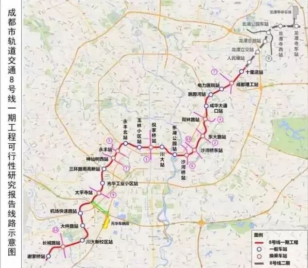 地铁八号线成都地铁7号线串联了包括火车北站,成都东客站,火车南站