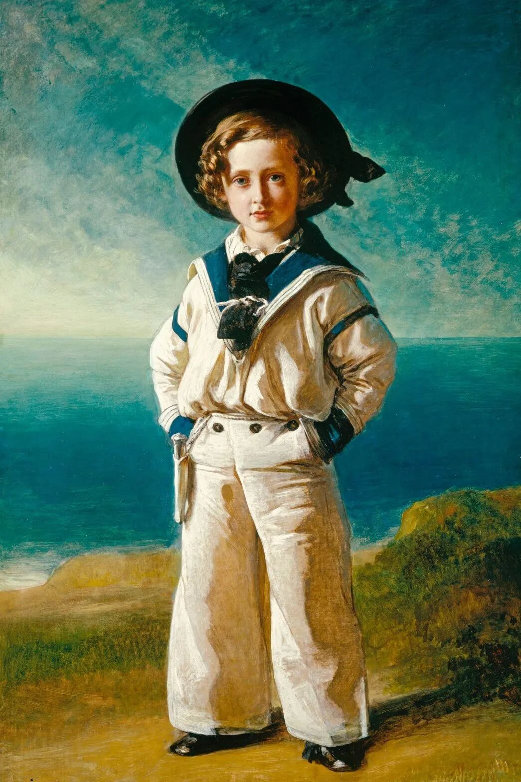 左为爱德华王子的水手服油画,右为1910年代的男童水手服套装真正让