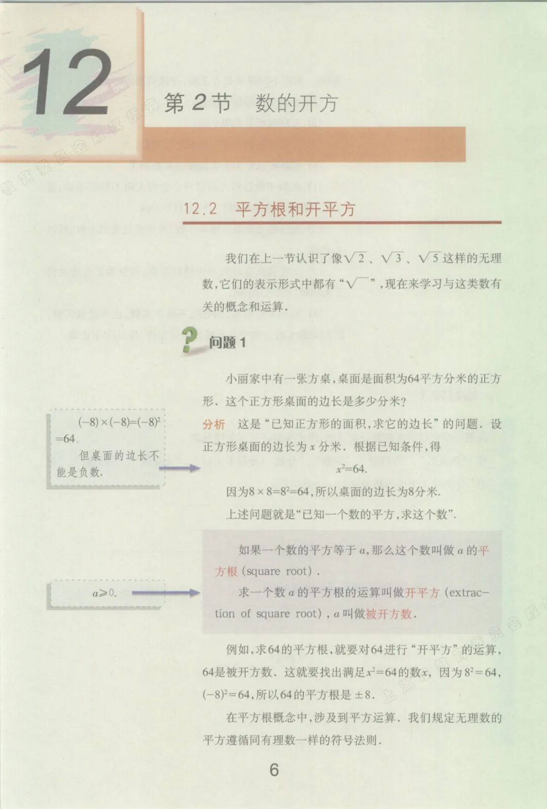 12 2 平方根和开平方 Page6 沪教版七年级数学下册电子课本 教材 教科书 好多电子课本网