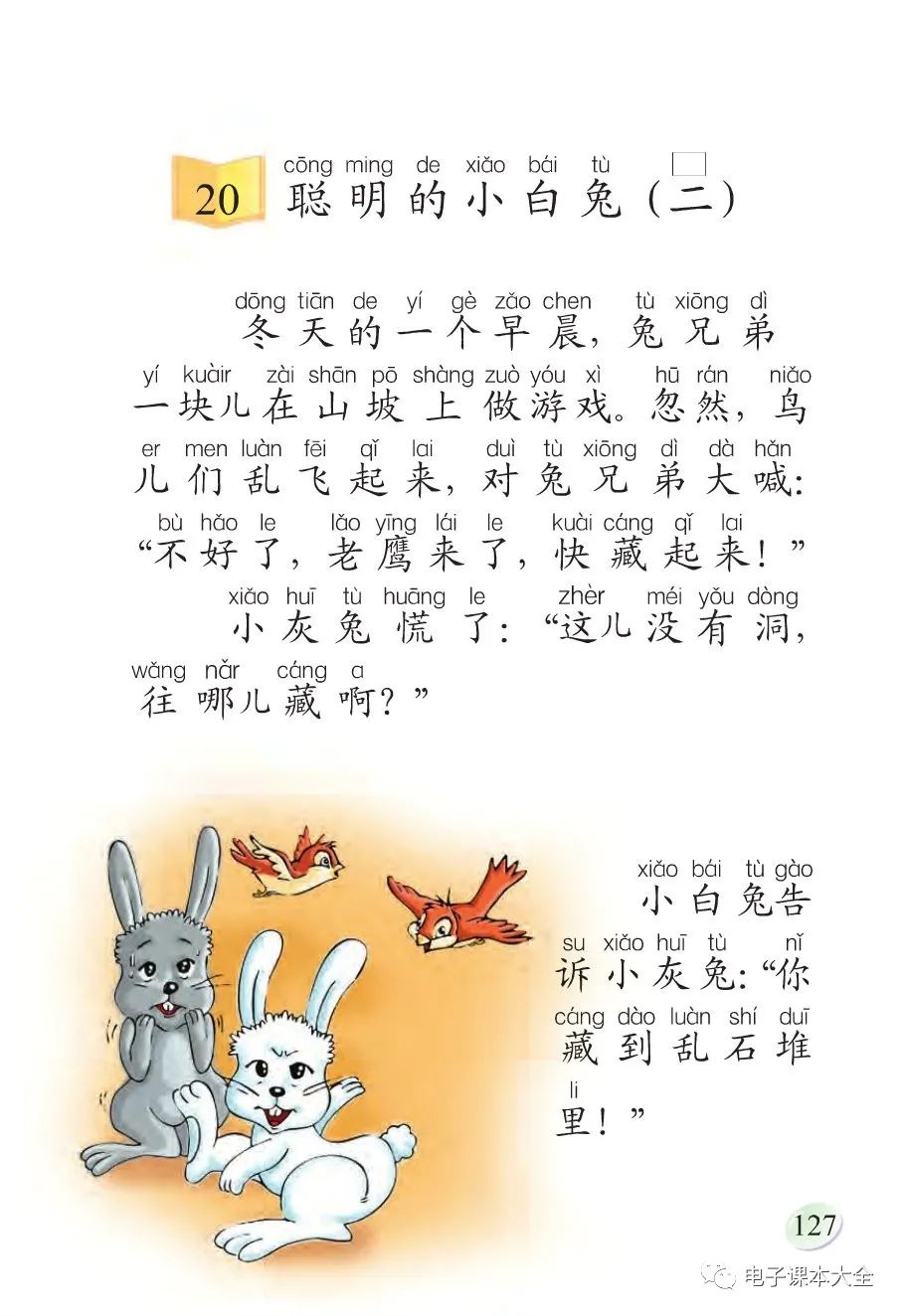 20 聪明的小白兔（二）(Page127) 语文版一年级语文上册(S版)电子课本 