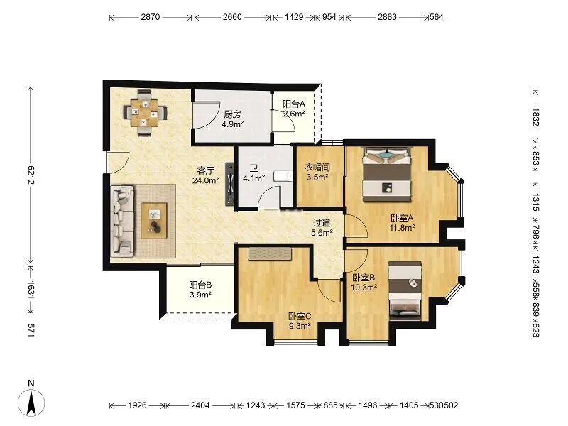 天河北总价1040万 | 芳草园，109平三房，南向、*户型、诚心出售！