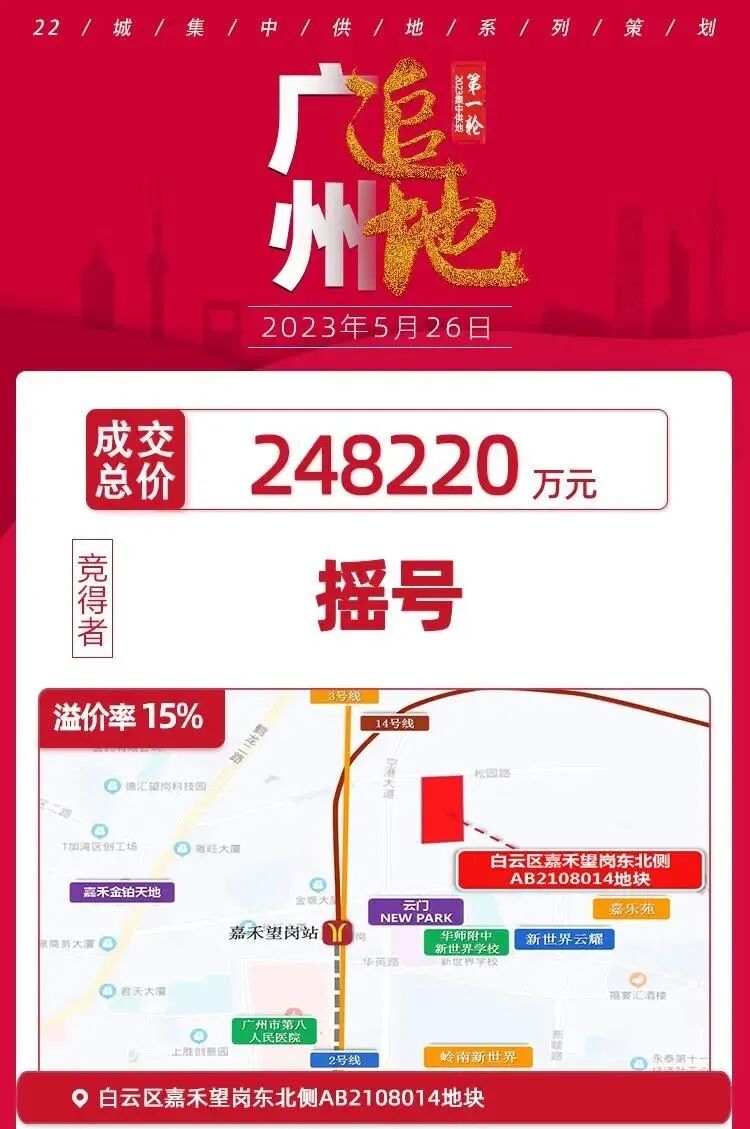 白云嘉禾望岗地块摇号将在5月29日举行