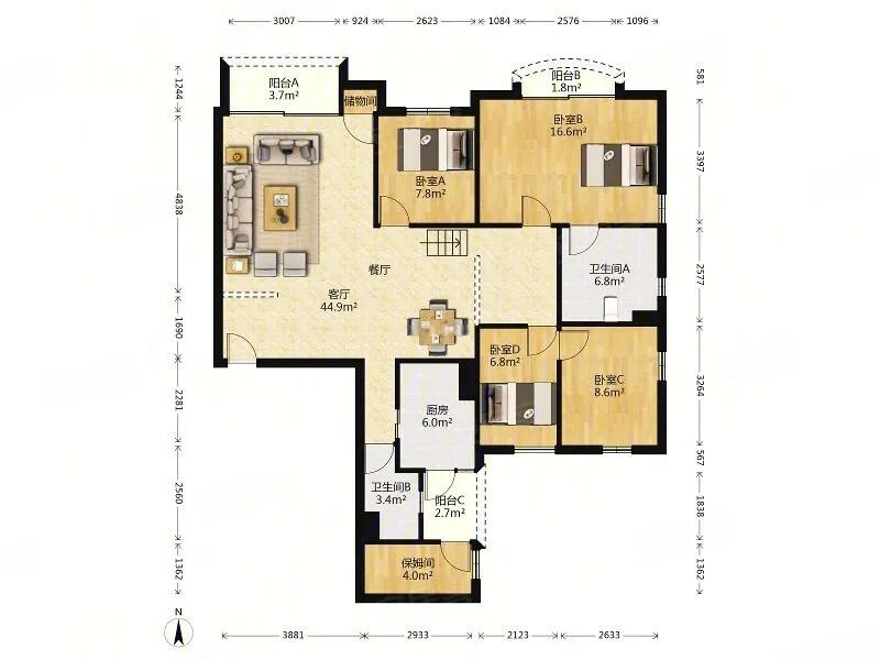 天河北二手房出售，天翔花园，164平，总价1100万！