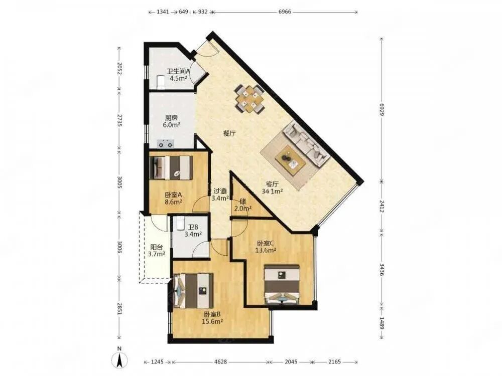 天河北二手房出售，帝景苑，111平，总价737万