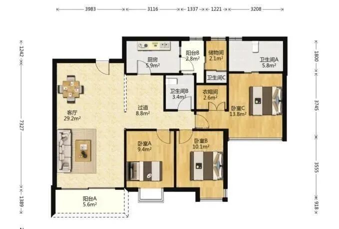 天河北总价1500万四房 | 瑞安创逸，140平，花园小区、近地铁！