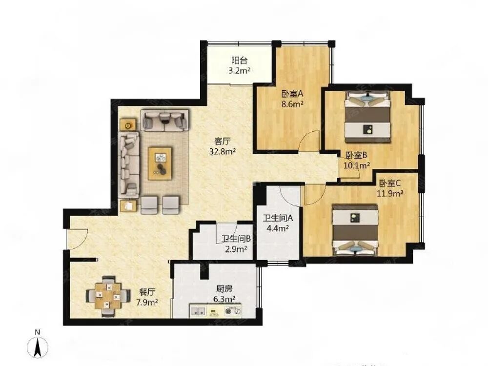 广州二手房出售，天诚广场，118平，总价900万！