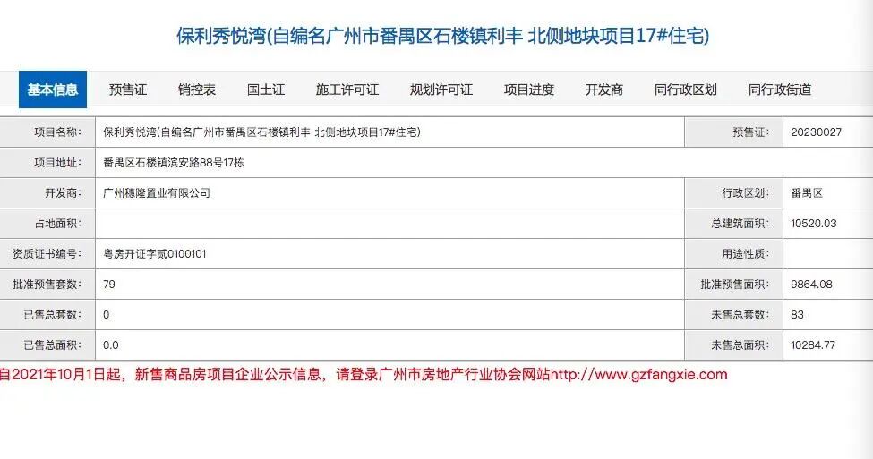 番禺保利领秀海79套房源获批入市